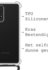 BASEY. Hoes Geschikt voor Samsung A72 Hoesje Shock Proof Case Met Koord Shock Hoes Met Koord - Hoesje Geschikt voor Samsung Galaxy A72 Hoes Cover Met Koord - Transparant