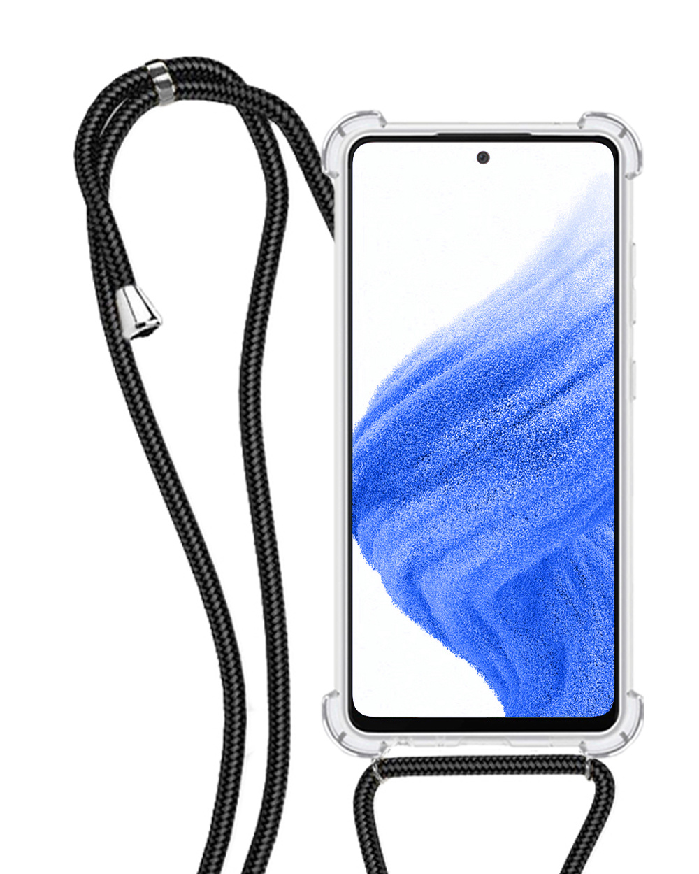 NoXx Hoes Geschikt voor Samsung A53 Hoesje Transparant Met Telefoonkoord Cover Shock Proof Case Koord Hoes
