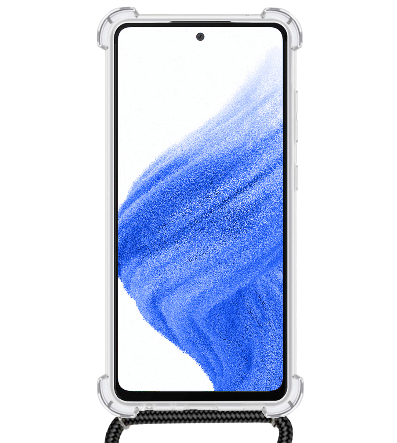 NoXx Hoes Geschikt voor Samsung A53 Hoesje Transparant Met Telefoonkoord Cover Shock Proof Case Koord Hoes