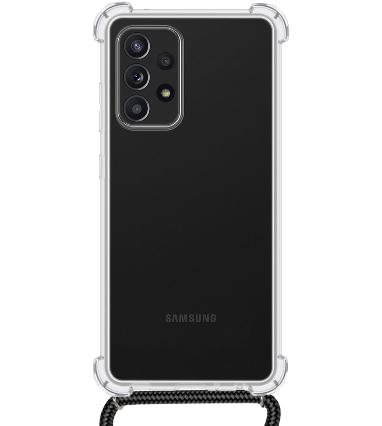NoXx Hoes Geschikt voor Samsung A53 Hoesje Transparant Met Telefoonkoord Cover Shock Proof Case Koord Hoes