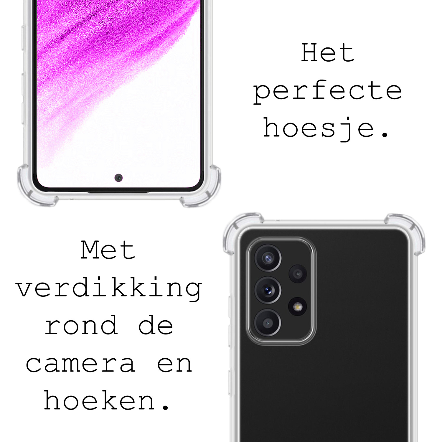 BASEY. Hoes Geschikt voor Samsung A53 Hoesje Shock Proof Case Met Koord Shock Hoes Met Koord - Hoesje Geschikt voor Samsung Galaxy A53 Hoes Cover Met Koord - Transparant