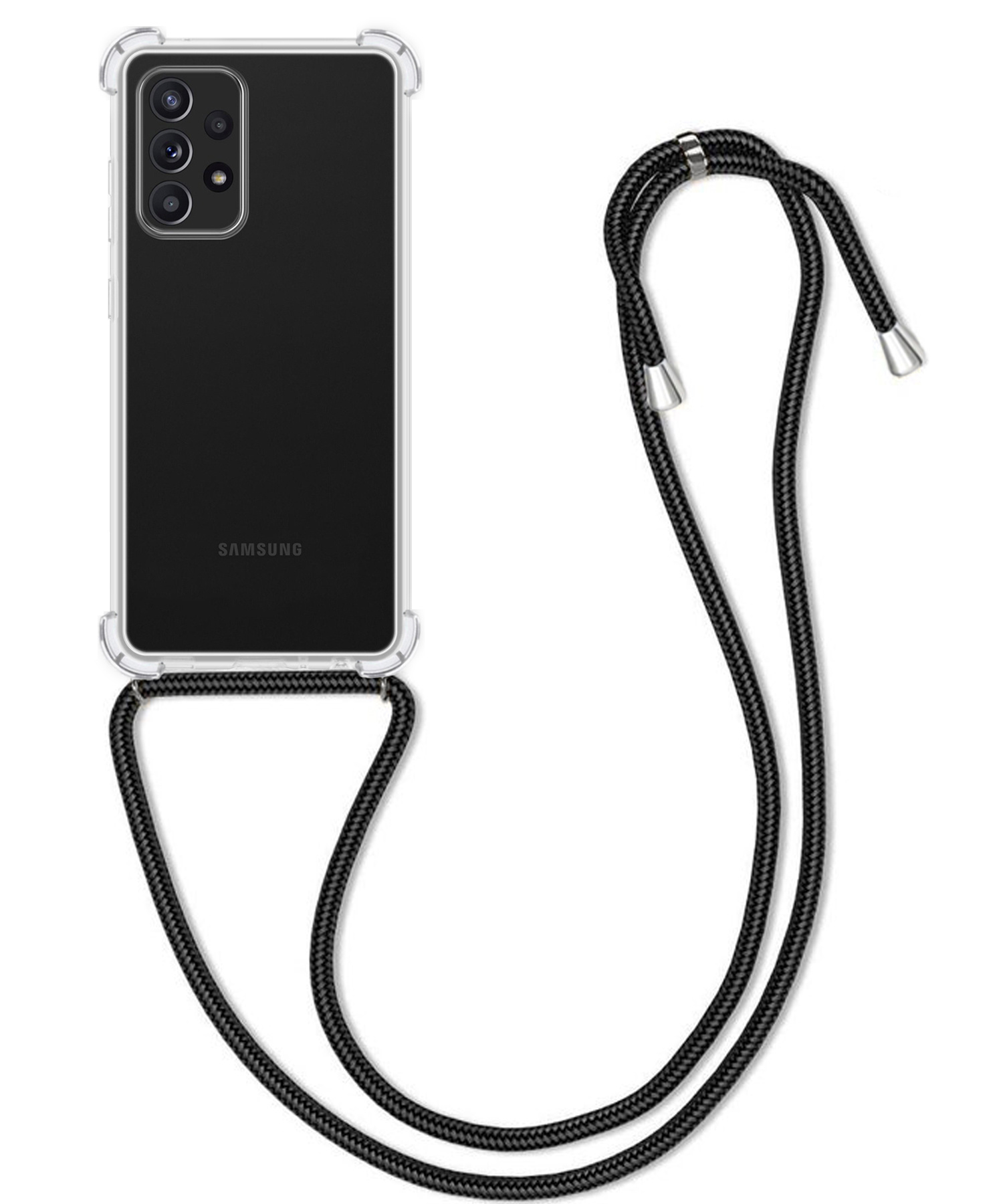 BASEY. Hoes Geschikt voor Samsung A52s Hoesje Shock Proof Case Met Koord Shock Hoes Met Koord - Hoesje Geschikt voor Samsung Galaxy A52s 5G Hoes Cover Met Koord - Transparant