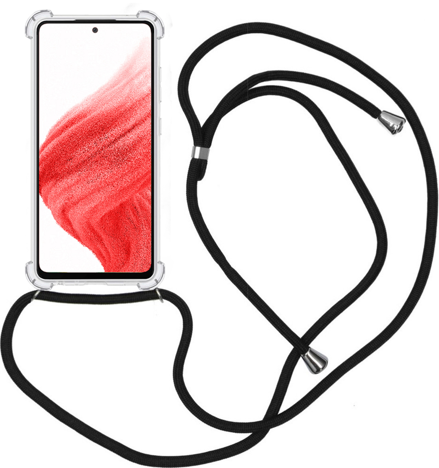 Nomfy Hoesje Geschikt voor Samsung A52 Hoesje Shock Proof Transparant Met Telefoonketting Case Shock Koord - Hoesje Geschikt voor Samsung Galaxy A52 Shock Proof Case Met Koord - Transparant