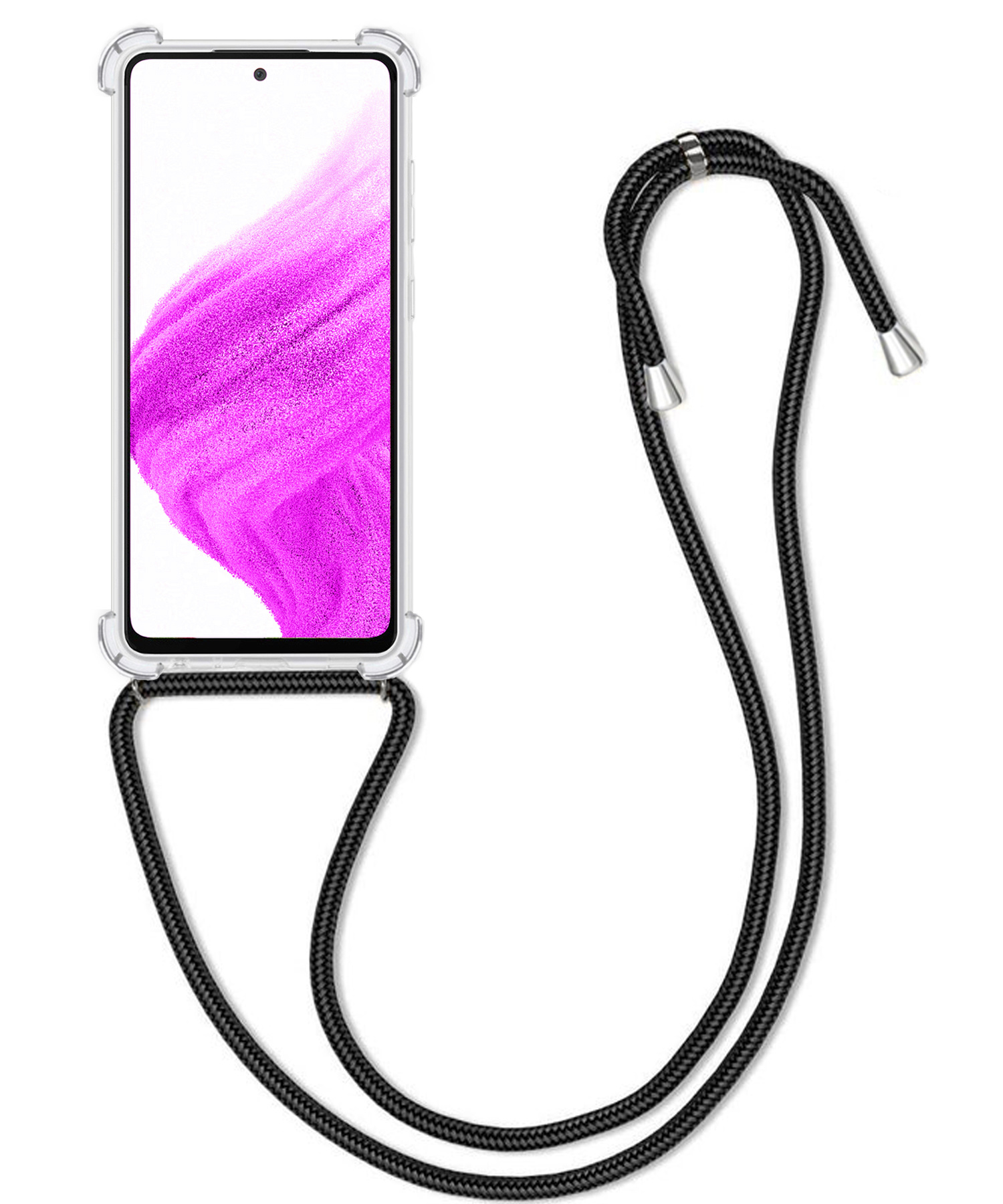 BASEY. Hoes Geschikt voor Samsung A52 Hoesje Shock Proof Case Met Koord Shock Hoes Met Koord - Hoesje Geschikt voor Samsung Galaxy A52 Hoes Cover Met Koord - Transparant