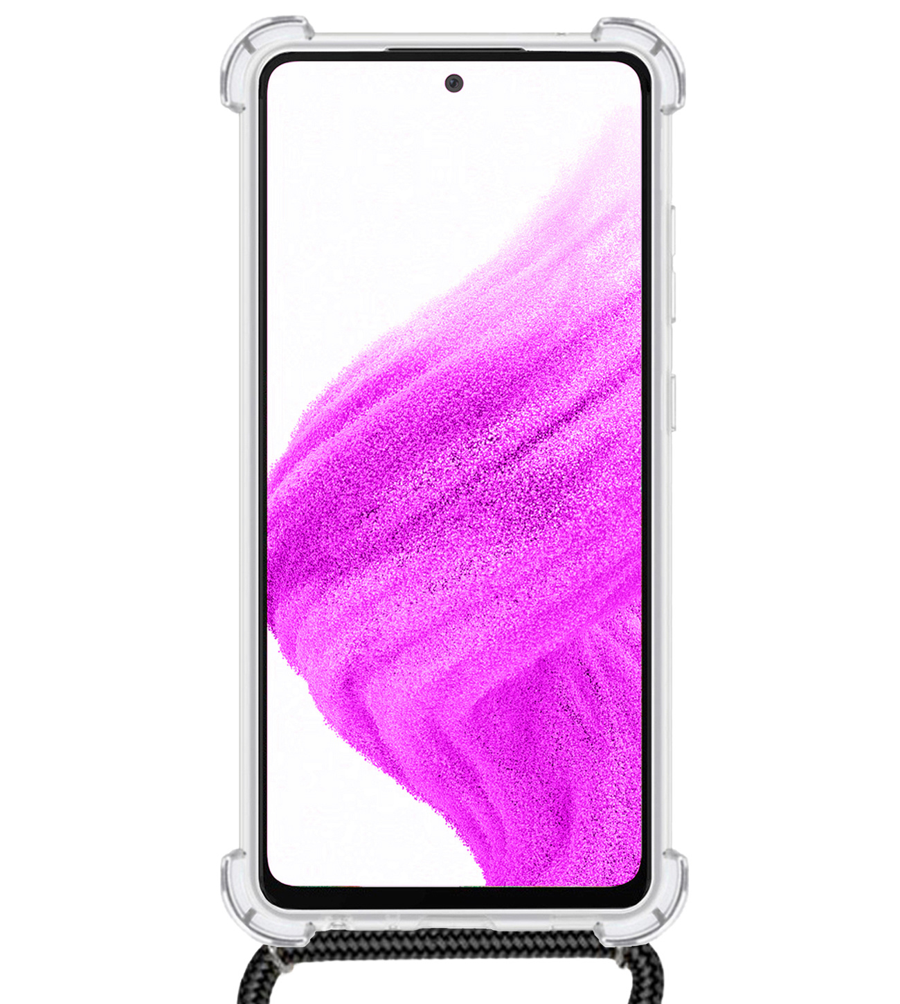 BASEY. Hoes Geschikt voor Samsung A52 Hoesje Shock Proof Case Met Koord Shock Hoes Met Koord - Hoesje Geschikt voor Samsung Galaxy A52 Hoes Cover Met Koord - Transparant