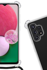 Nomfy Hoesje Geschikt voor Samsung A32 5G Hoesje Shock Proof Transparant Met Telefoonketting Case Shock Koord - Hoesje Geschikt voor Samsung Galaxy A32 5G Shock Proof Case Met Koord - Transparant