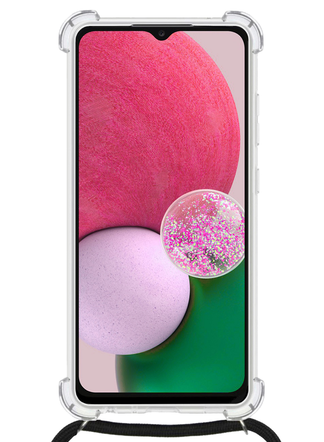 Nomfy Hoesje Geschikt voor Samsung A32 5G Hoesje Shock Proof Transparant Met Telefoonketting Case Shock Koord - Hoesje Geschikt voor Samsung Galaxy A32 5G Shock Proof Case Met Koord - Transparant