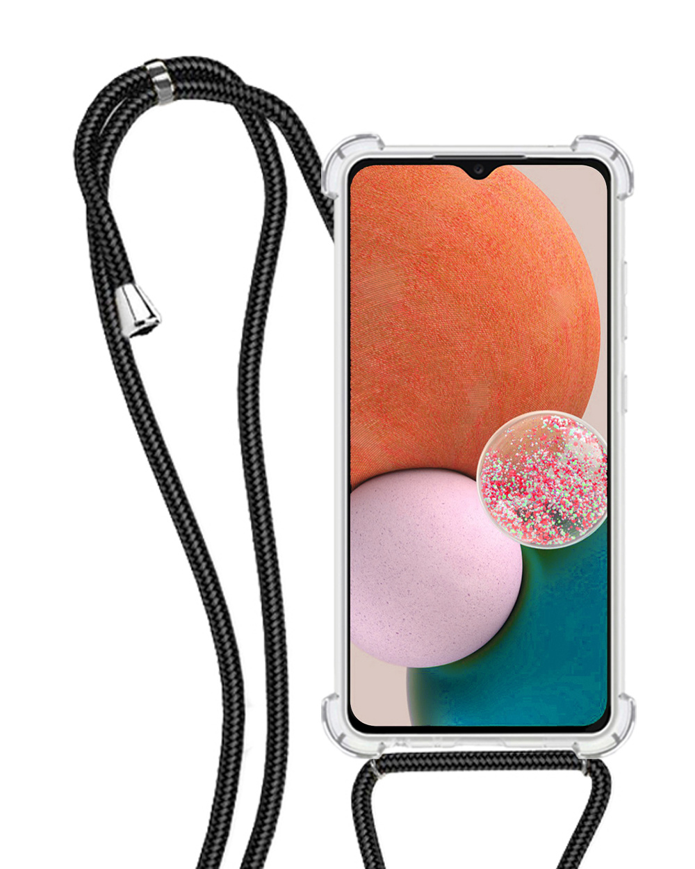 NoXx Hoes Geschikt voor Samsung A32 5G Hoesje Transparant Met Telefoonkoord Cover Shock Proof Case Koord Hoes