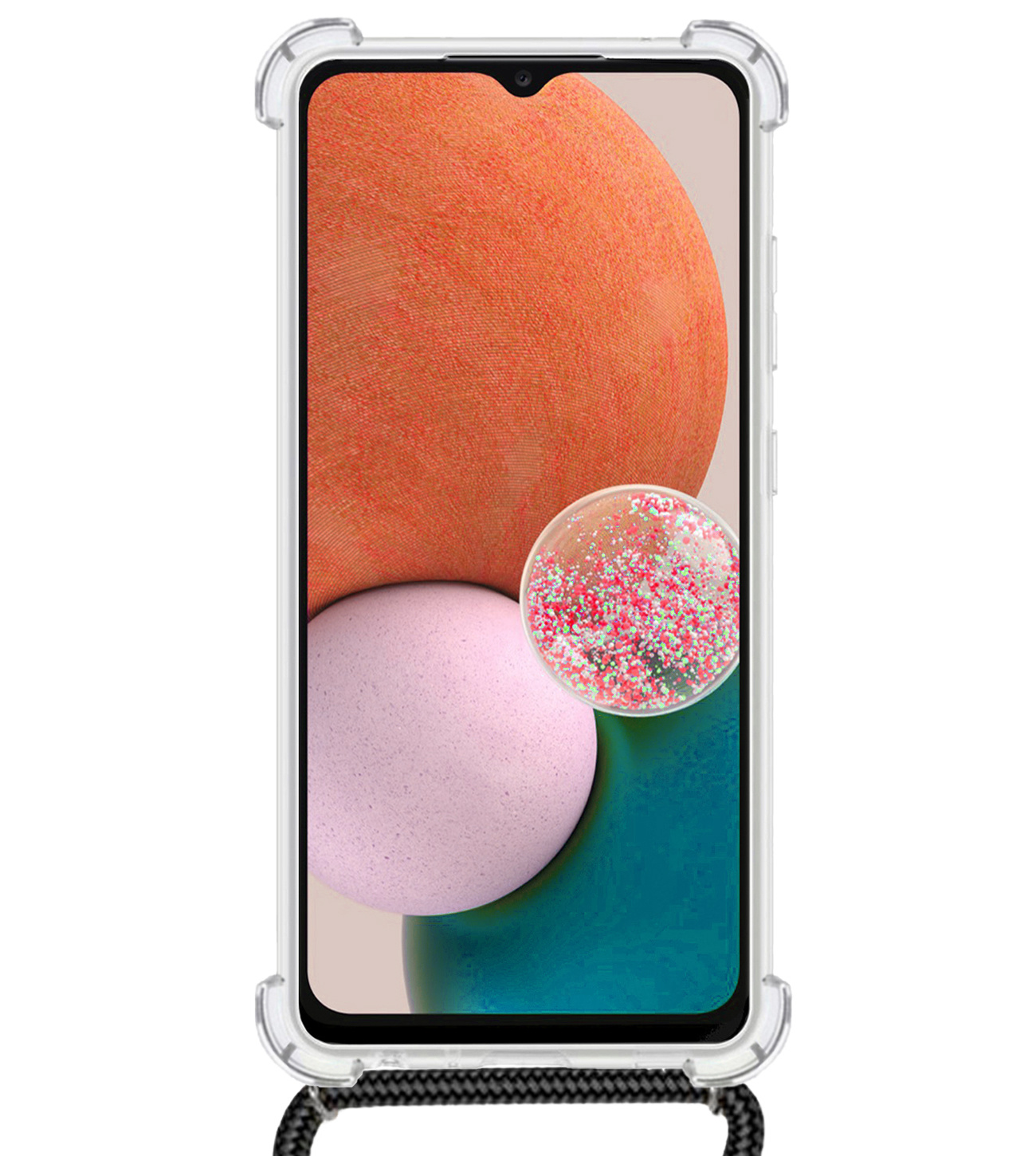 NoXx Hoes Geschikt voor Samsung A32 5G Hoesje Transparant Met Telefoonkoord Cover Shock Proof Case Koord Hoes