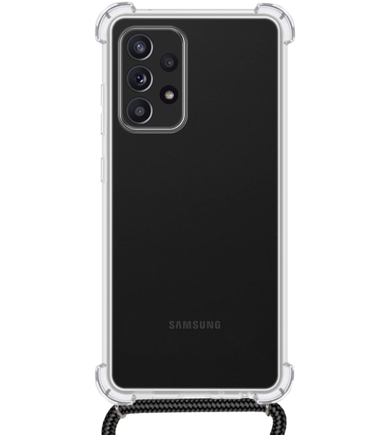 BASEY. Samsung Galaxy A23 Hoesje Koord Shock Proof Case - Samsung A23 Hoes Transparant Koord - Samsung Galaxy A23 Hoes Met Koordje Cover - Transparant