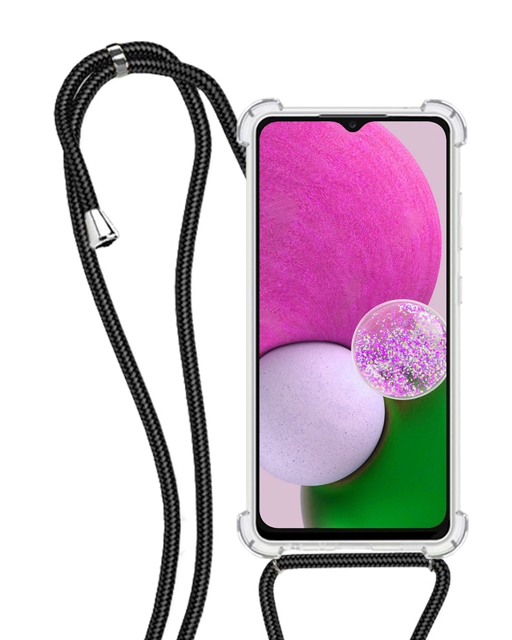 NoXx Hoes Geschikt voor Samsung A13 5G Hoesje Transparant Met Telefoonkoord Cover Shock Proof Case Koord Hoes