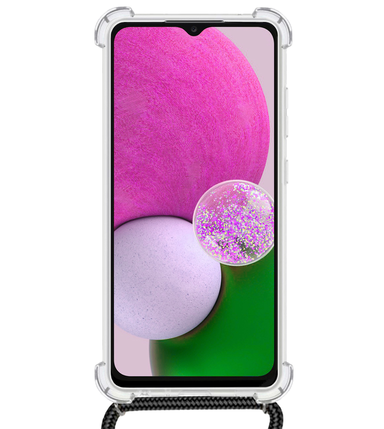 NoXx Hoes Geschikt voor Samsung A13 5G Hoesje Transparant Met Telefoonkoord Cover Shock Proof Case Koord Hoes