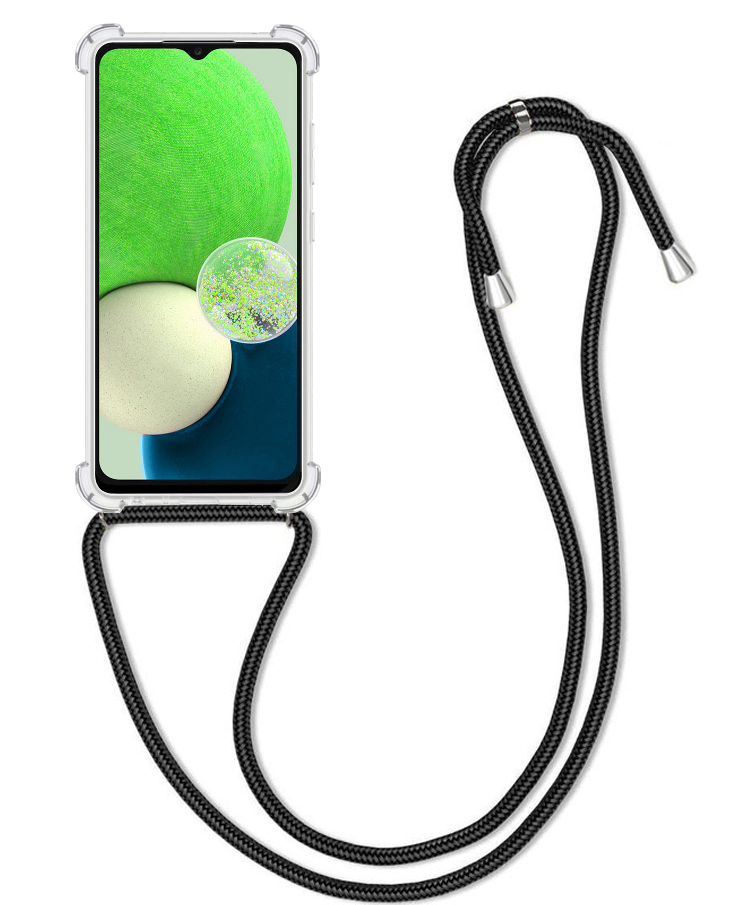 BASEY. Hoes Geschikt voor Samsung A13 5G Hoesje Shock Proof Case Met Koord Shock Hoes Met Koord - Hoesje Geschikt voor Samsung Galaxy A13 5G Hoes Cover Met Koord - Transparant