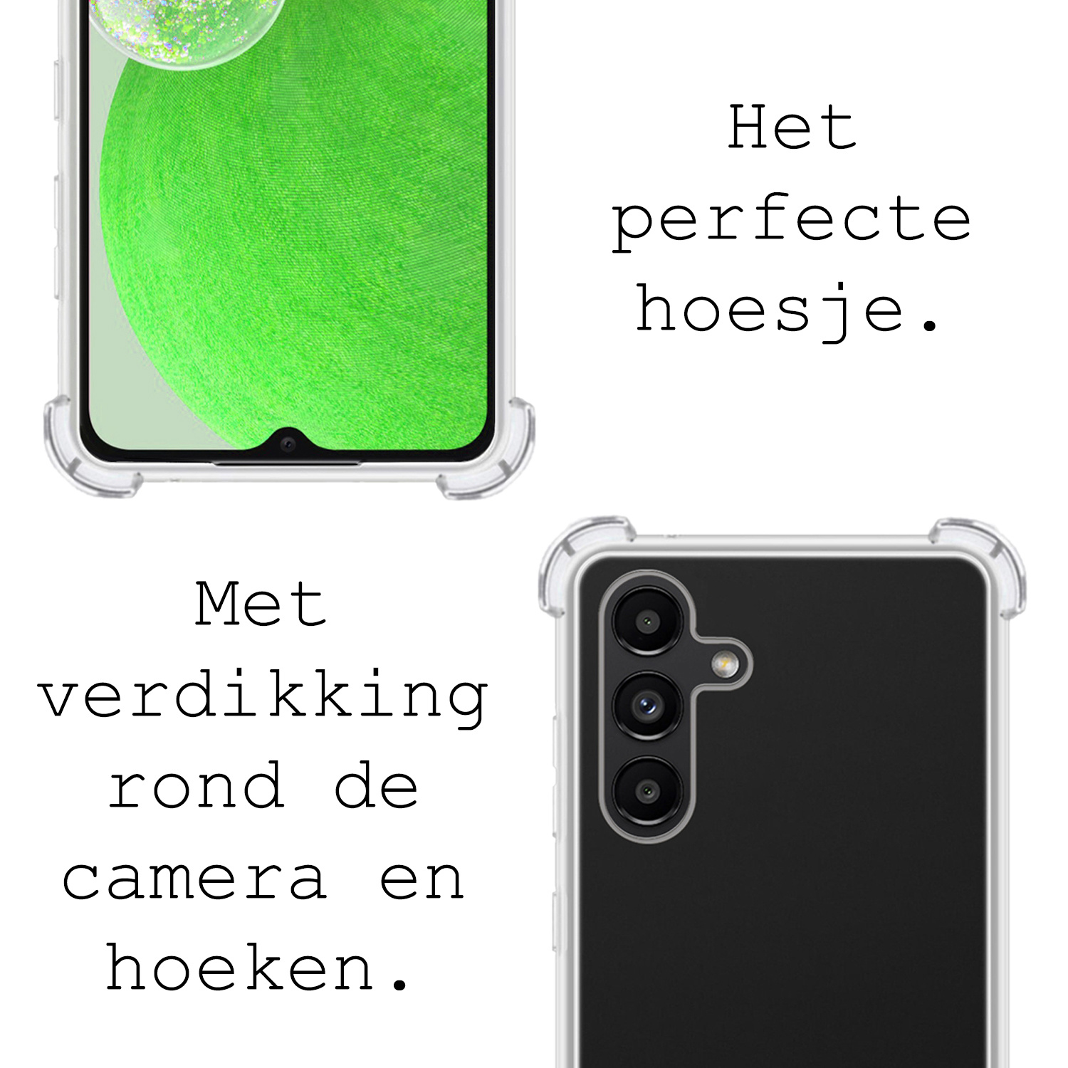 BASEY. Hoes Geschikt voor Samsung A13 5G Hoesje Shock Proof Case Met Koord Shock Hoes Met Koord - Hoesje Geschikt voor Samsung Galaxy A13 5G Hoes Cover Met Koord - Transparant