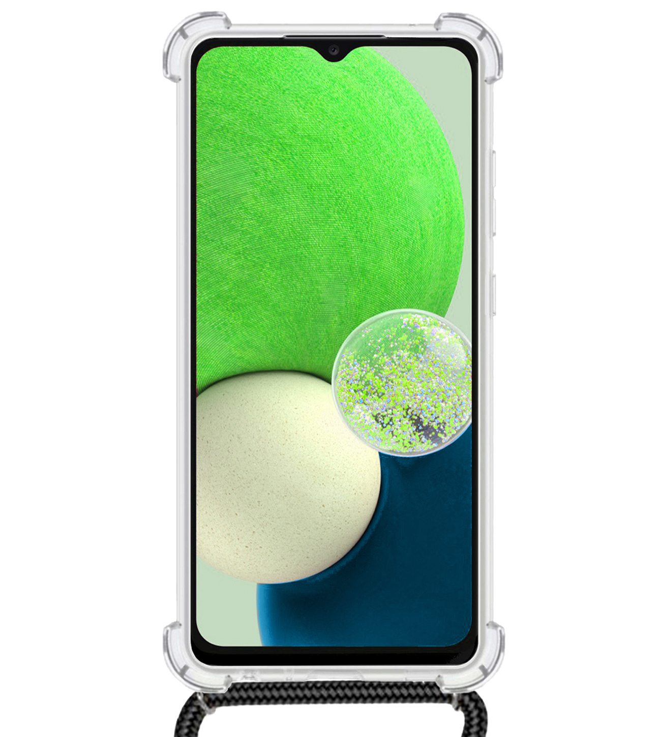 BASEY. Hoes Geschikt voor Samsung A13 5G Hoesje Shock Proof Case Met Koord Shock Hoes Met Koord - Hoesje Geschikt voor Samsung Galaxy A13 5G Hoes Cover Met Koord - Transparant