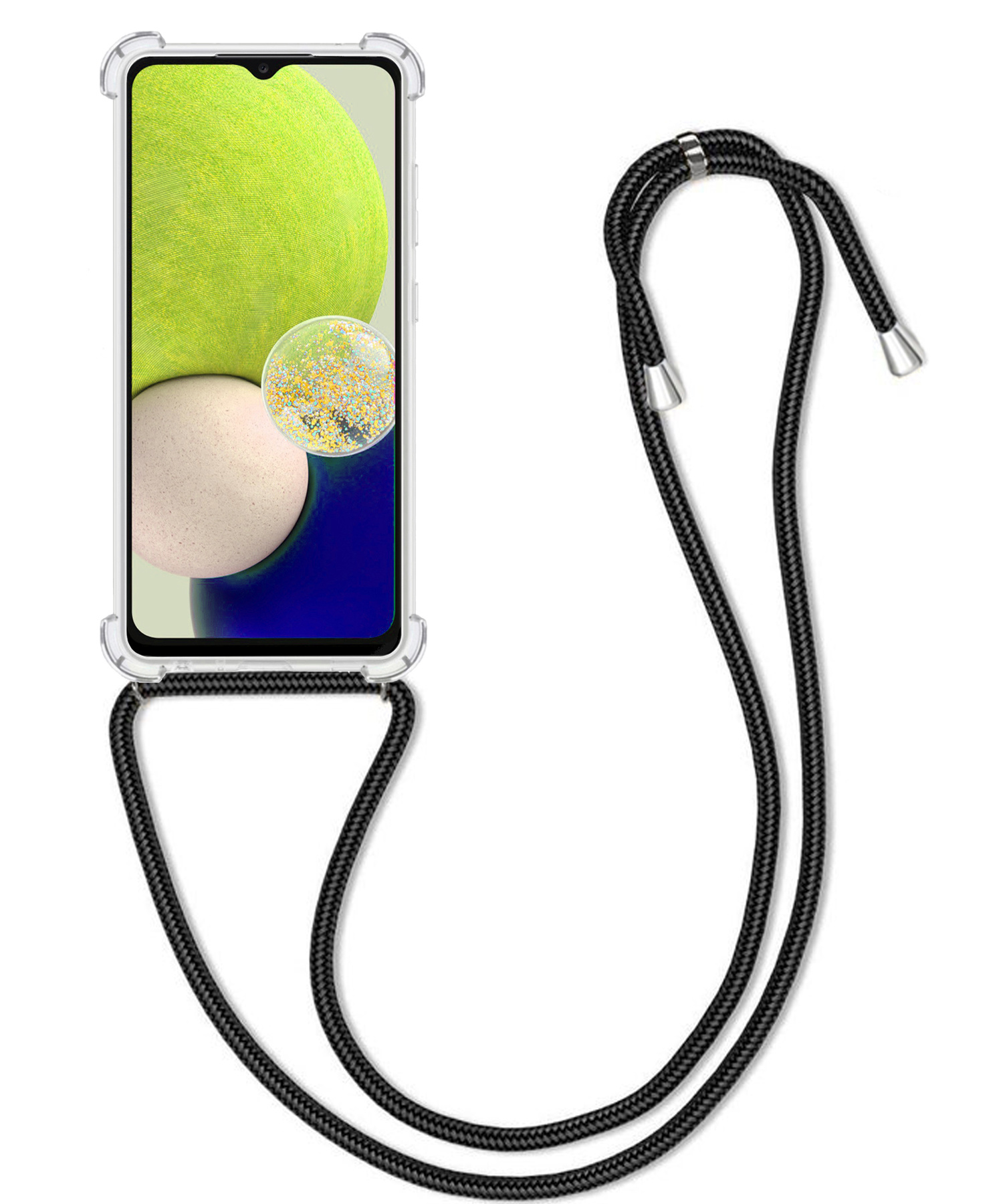 BASEY. Hoes Geschikt voor Samsung A13 4G Hoesje Shock Proof Case Met Koord Shock Hoes Met Koord - Hoesje Geschikt voor Samsung Galaxy A13 4G Hoes Cover Met Koord - Transparant