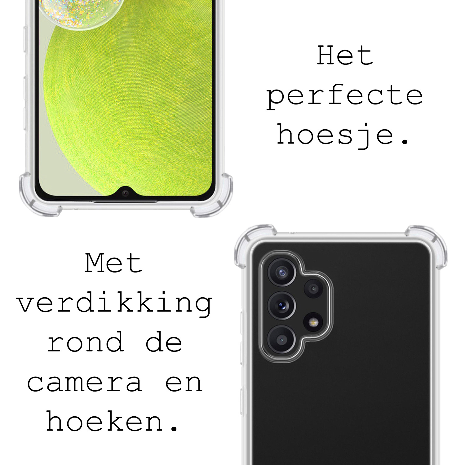 BASEY. Hoes Geschikt voor Samsung A13 4G Hoesje Shock Proof Case Met Koord Shock Hoes Met Koord - Hoesje Geschikt voor Samsung Galaxy A13 4G Hoes Cover Met Koord - Transparant