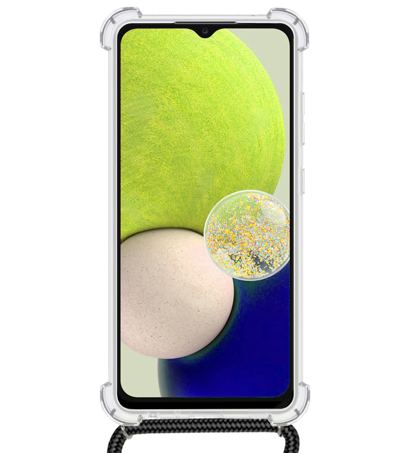 BASEY. Hoes Geschikt voor Samsung A13 4G Hoesje Shock Proof Case Met Koord Shock Hoes Met Koord - Hoesje Geschikt voor Samsung Galaxy A13 4G Hoes Cover Met Koord - Transparant