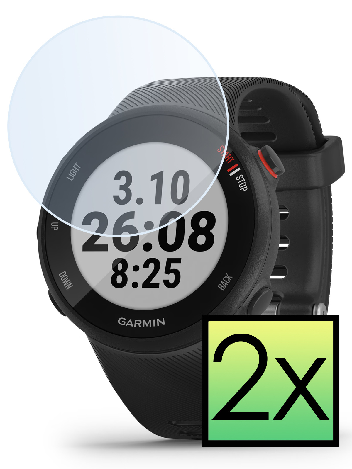 NoXx Screenprotector Geschikt voor Garmin Forerunner 45 Screenprotector Tempered Glass Gehard Glas - 2x