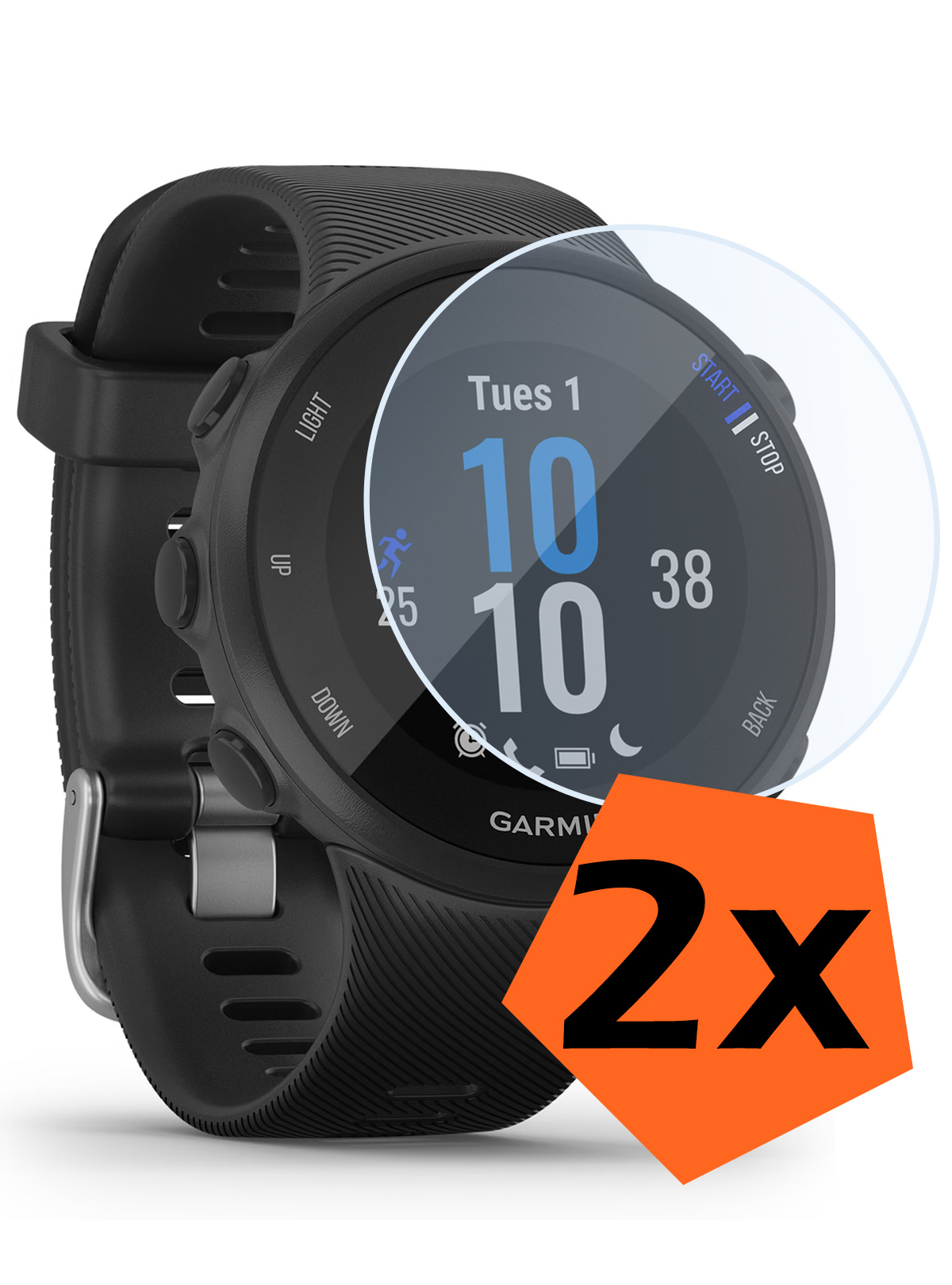 Nomfy Screenprotector Geschikt voor Garmin Forerunner 45 Screenprotector Bescherm Glas - Screen Protector Geschikt voor Garmin Forerunner 45 Screenprotector Tempered Glass - 2 PACK