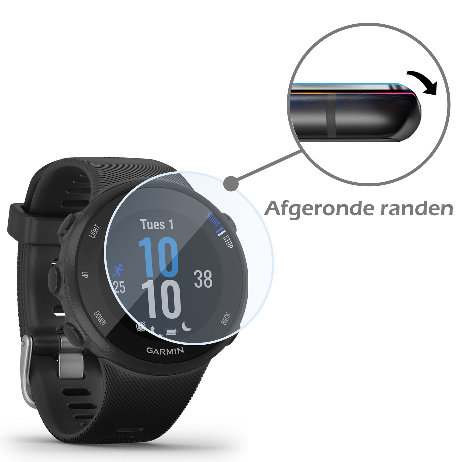 Nomfy Screenprotector Geschikt voor Garmin Forerunner 45 Screenprotector Bescherm Glas - Screen Protector Geschikt voor Garmin Forerunner 45 Screenprotector Tempered Glass - 2 PACK
