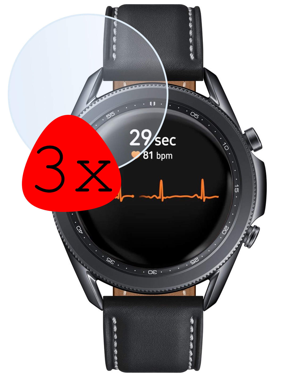 BASEY. Screenprotector Geschikt voor Samsung Galaxy Watch 3 45 mm Screenprotector Tempered Glass Beschermglas - Screenprotector Geschikt voor Samsung Watch 3 (45 mm) Screen Protector - 3 Stuks