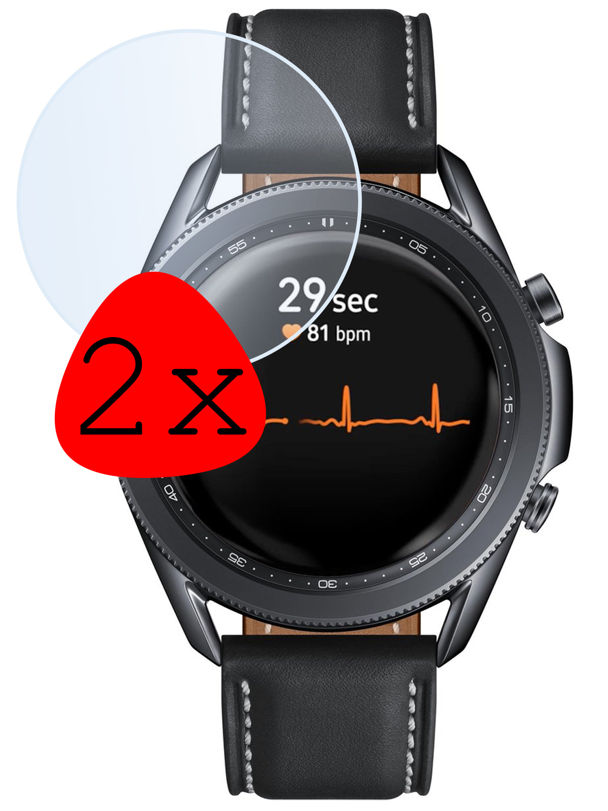 BASEY. Screenprotector Geschikt voor Samsung Galaxy Watch 3 45 mm Screenprotector Tempered Glass Beschermglas - Screenprotector Geschikt voor Samsung Watch 3 (45 mm) Screen Protector - 2 Stuks