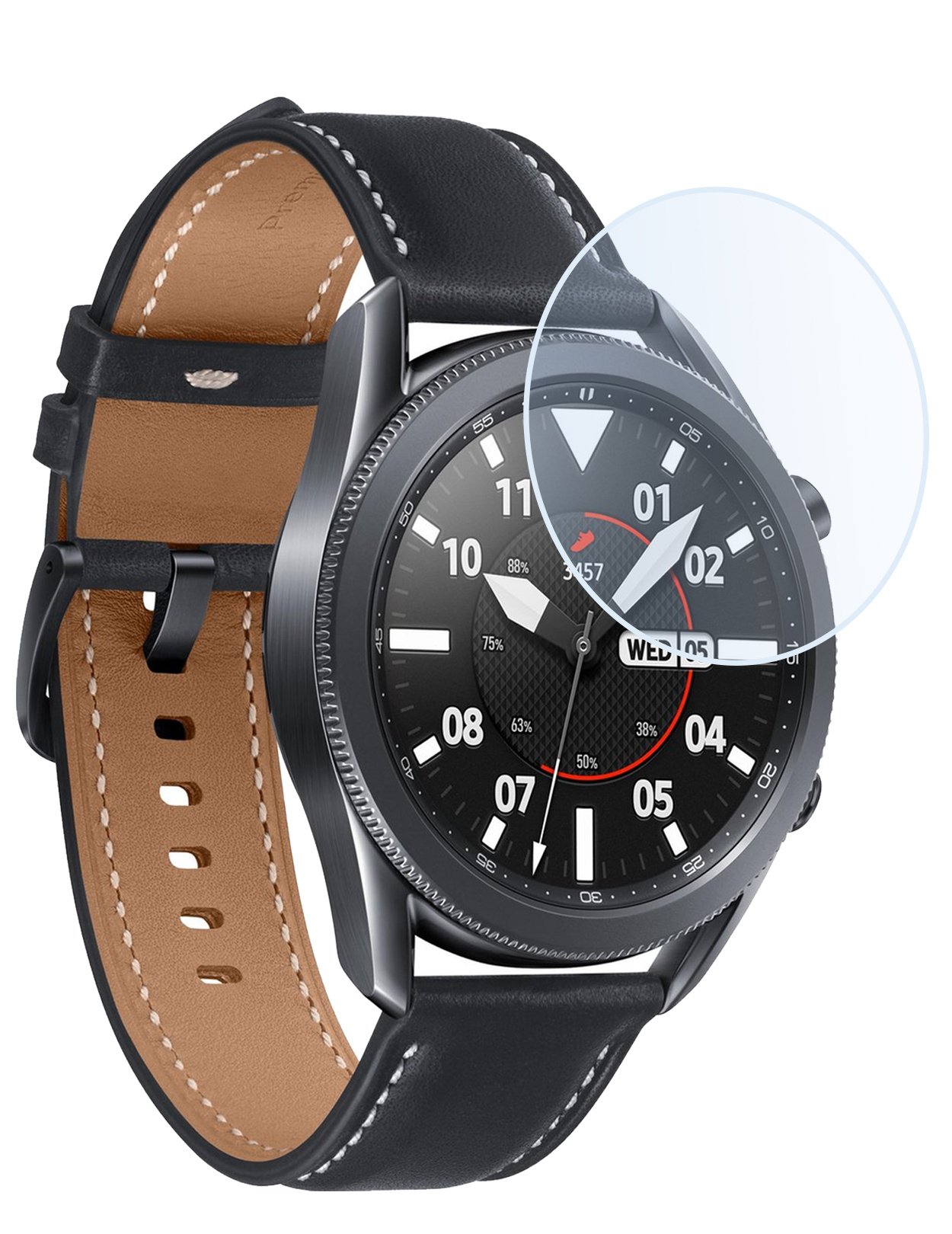 Nomfy Screenprotector Geschikt voor Samsung Galaxy Watch 3 45 mm Screenprotector Bescherm Glas - Screen Protector Geschikt voor Samsung Watch 3 (45 mm) Screenprotector Tempered Glass