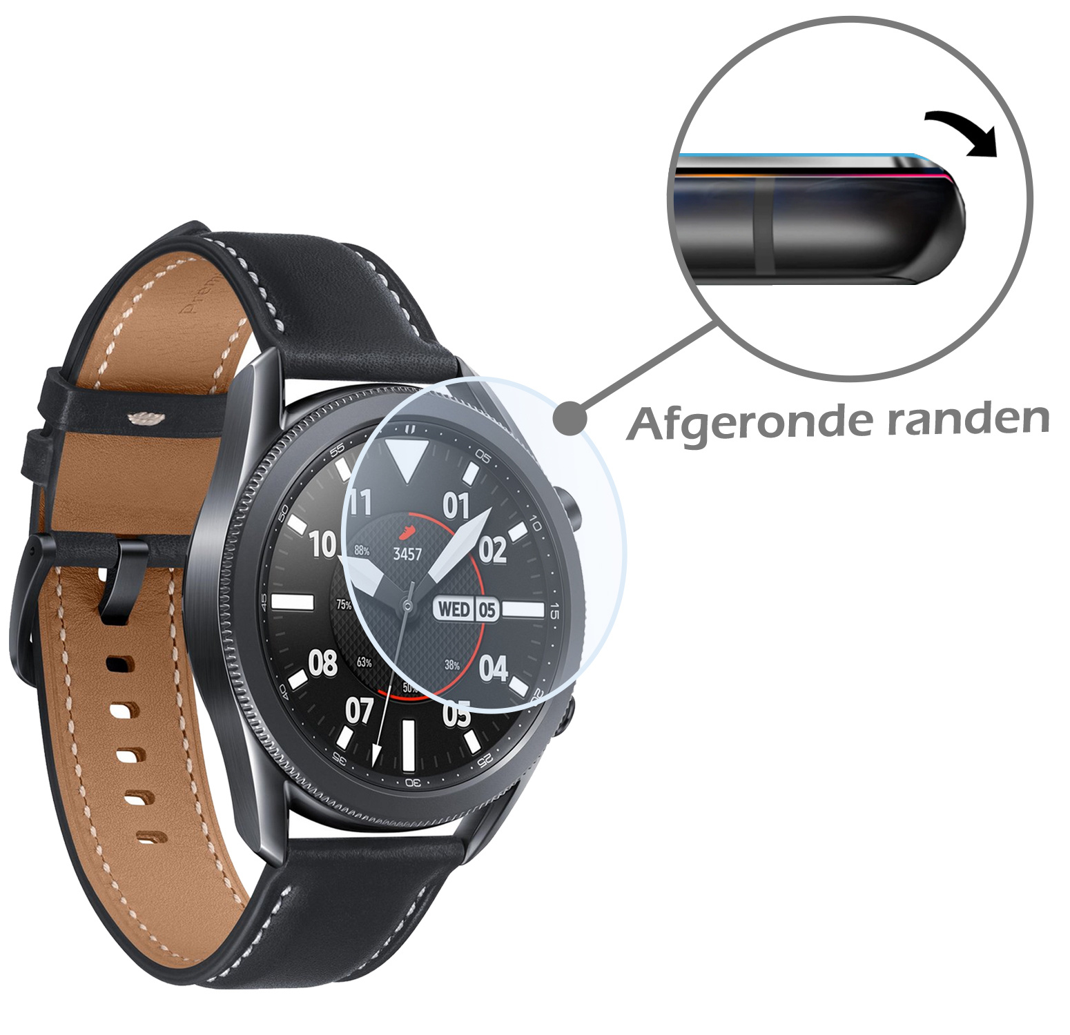 Nomfy Screenprotector Geschikt voor Samsung Galaxy Watch 3 45 mm Screenprotector Bescherm Glas - Screen Protector Geschikt voor Samsung Watch 3 (45 mm) Screenprotector Tempered Glass