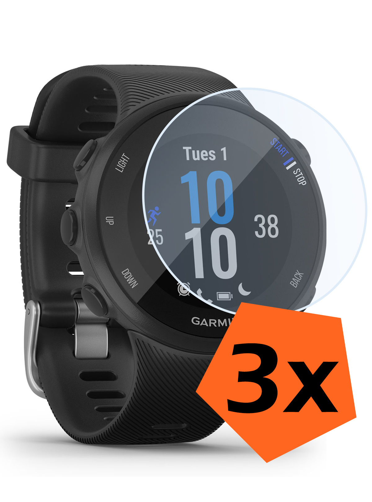 Nomfy Screenprotector Geschikt voor Garmin Forerunner 45S Screenprotector Bescherm Glas - Screen Protector Geschikt voor Garmin Forerunner 45S Screenprotector Tempered Glass - 3 PACK