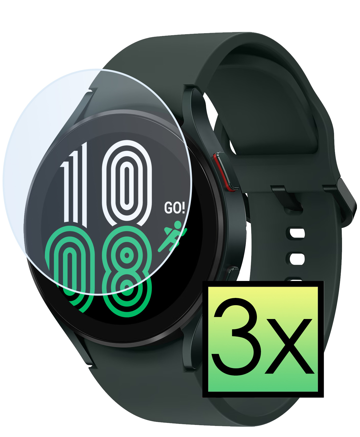 NoXx Screenprotector Geschikt voor Samsung Galaxy Watch 4 44 mm Screenprotector Tempered Glass Gehard Glas - 3x