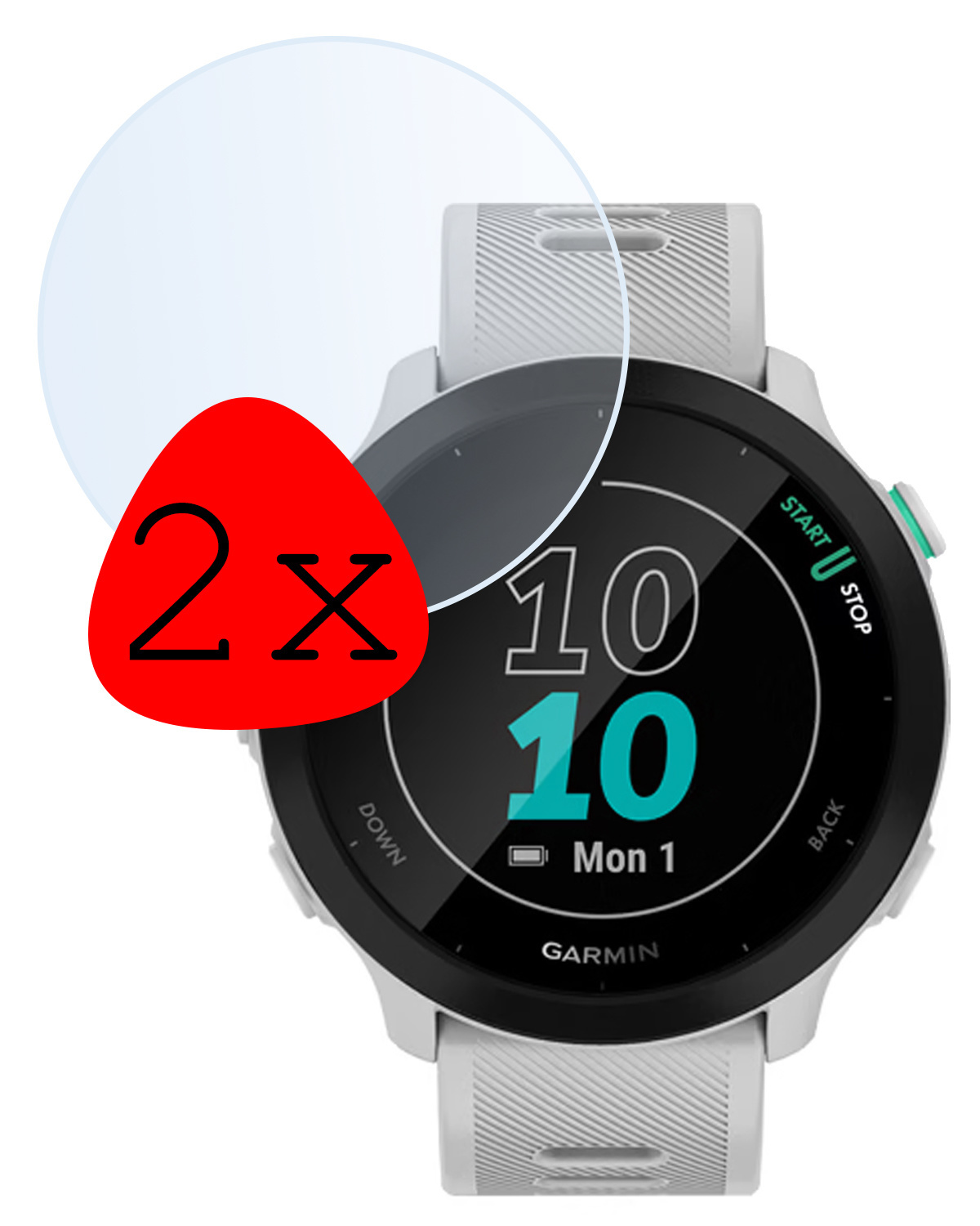BASEY. Screenprotector Geschikt voor Garmin Forerunner 55 Screenprotector Tempered Glass Beschermglas - Screenprotector Geschikt voor Garmin Forerunner 55 Screen Protector - 2 Stuks