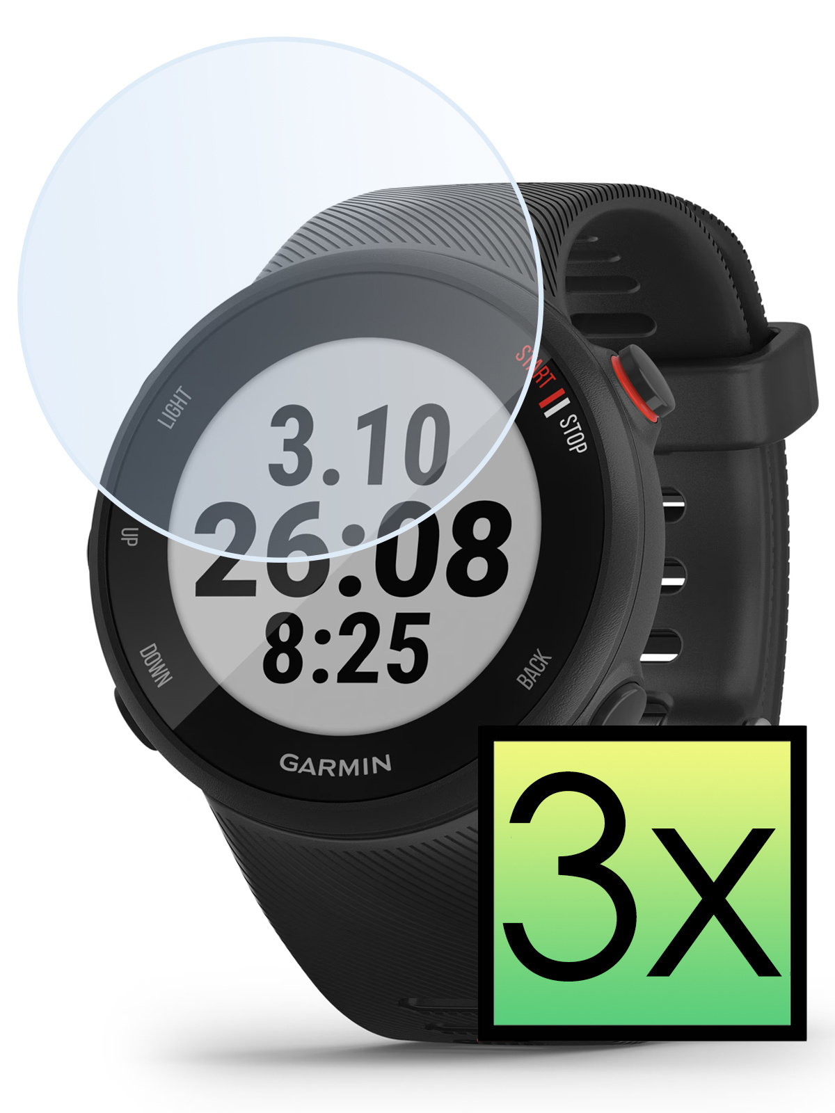 NoXx Screenprotector Geschikt voor Garmin Forerunner 55 Screenprotector Tempered Glass Gehard Glas - 3x