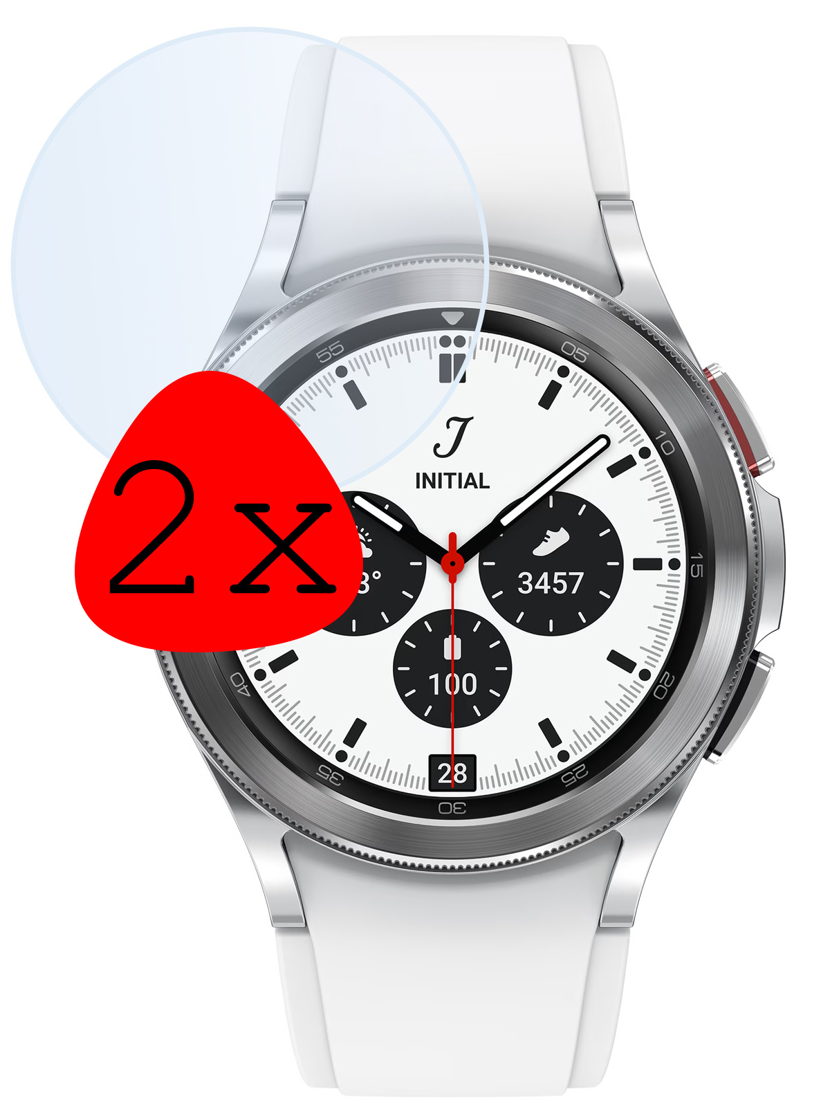 BASEY. Screenprotector Geschikt voor Samsung Galaxy Watch 4 Classic 46 mm Screenprotector Tempered Glass Beschermglas - Screenprotector Geschikt voor Samsung Watch 4 Classic (46 mm) Screen Protector - 2 Stuks