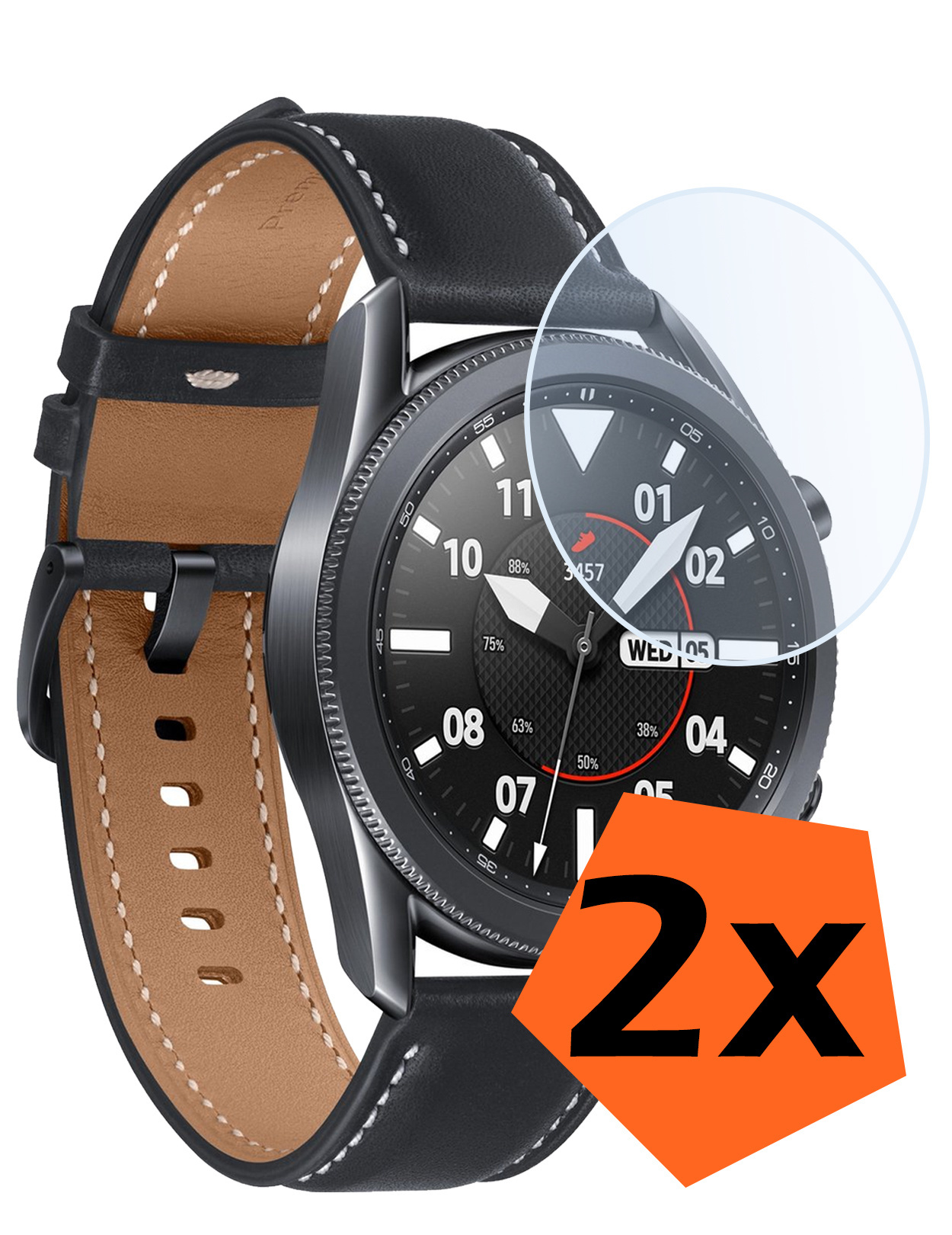 Nomfy Screenprotector Geschikt voor Samsung Galaxy Watch 3 41 mm Screenprotector Bescherm Glas - Screen Protector Geschikt voor Samsung Watch 3 (41 mm) Screenprotector Tempered Glass - 2 PACK