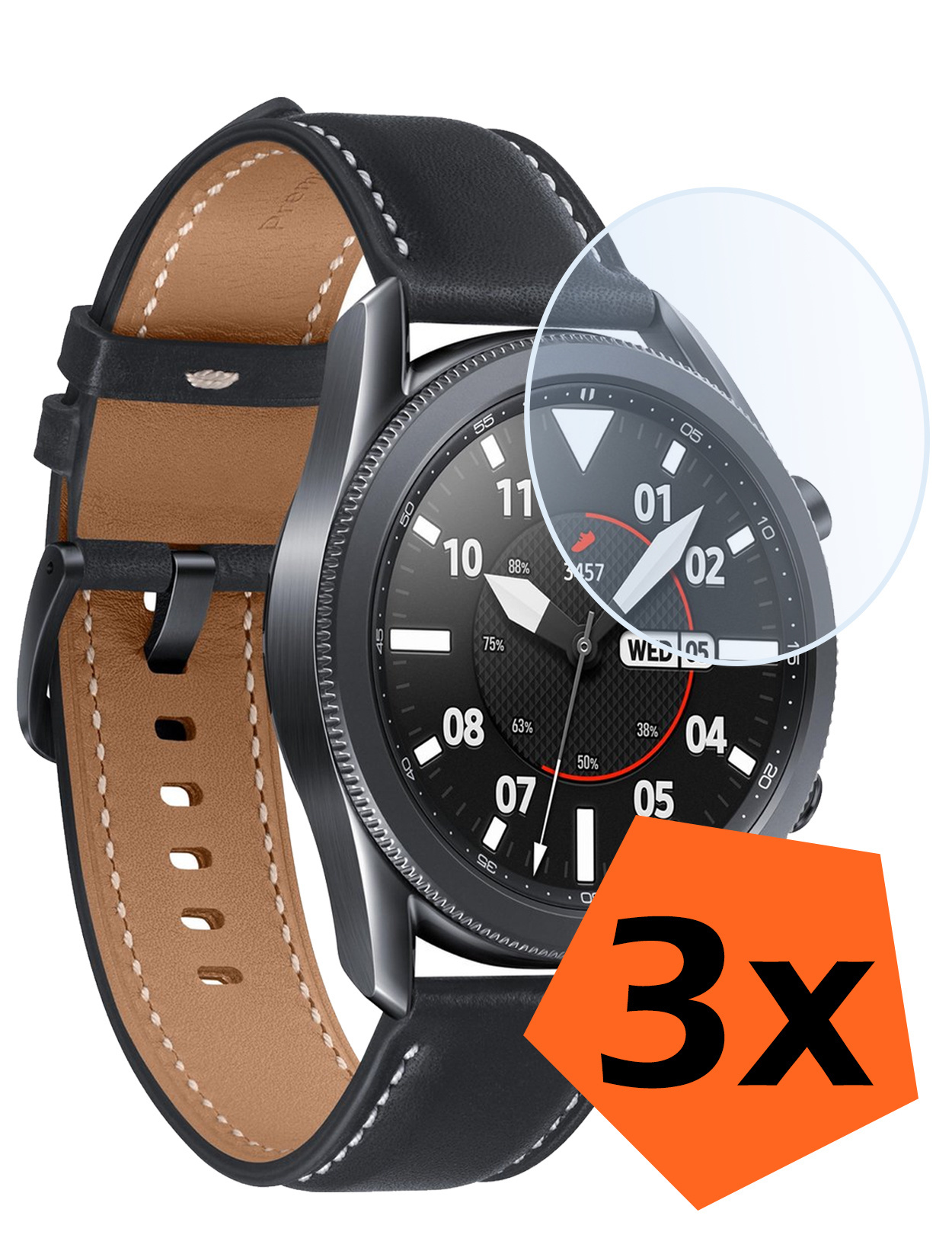 Nomfy Screenprotector Geschikt voor Samsung Galaxy Watch 3 41 mm Screenprotector Bescherm Glas - Screen Protector Geschikt voor Samsung Watch 3 (41 mm) Screenprotector Tempered Glass - 3 PACK