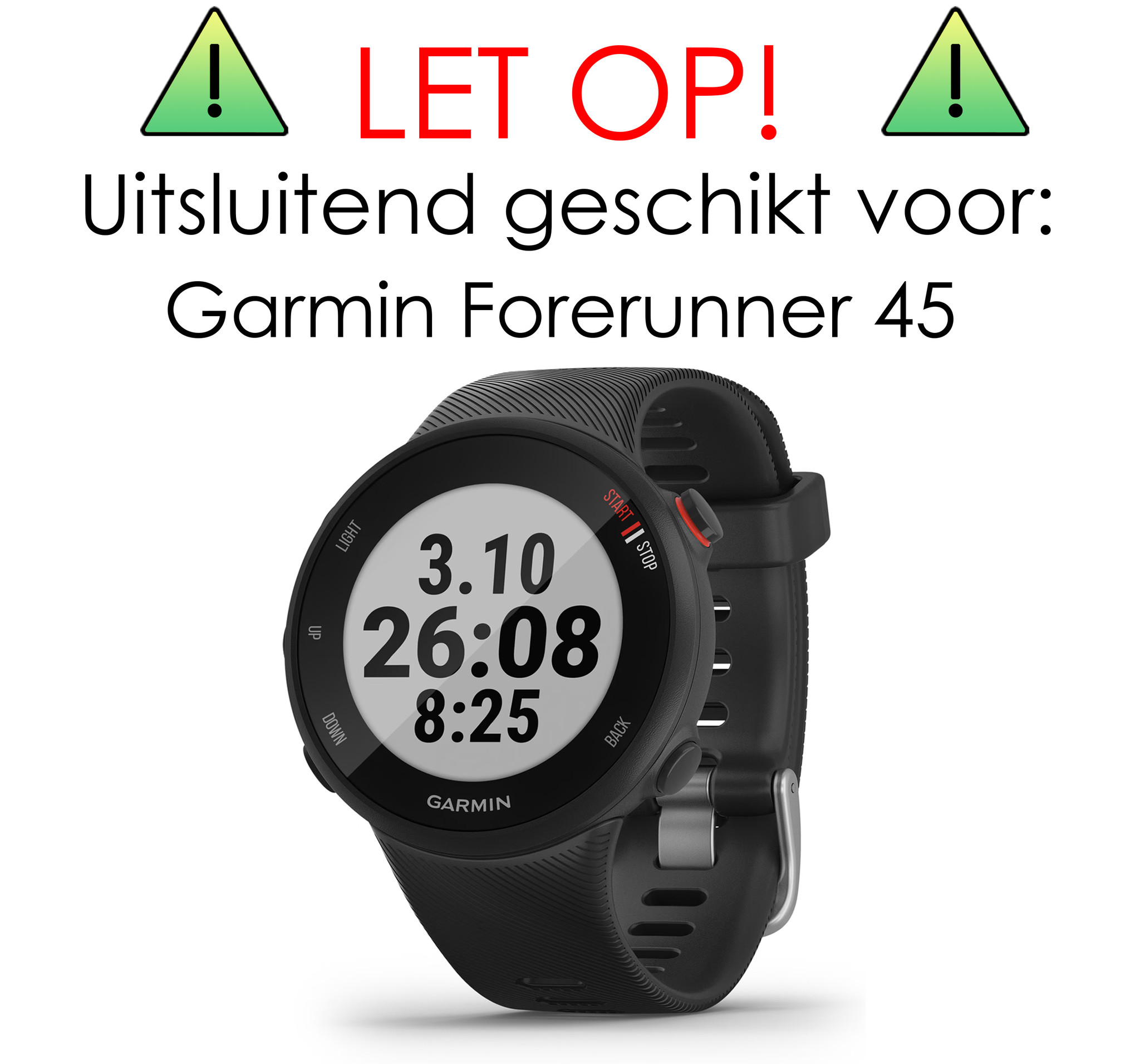 NoXx Screenprotector Geschikt voor Garmin Forerunner 45 Screenprotector Tempered Glass Gehard Glas