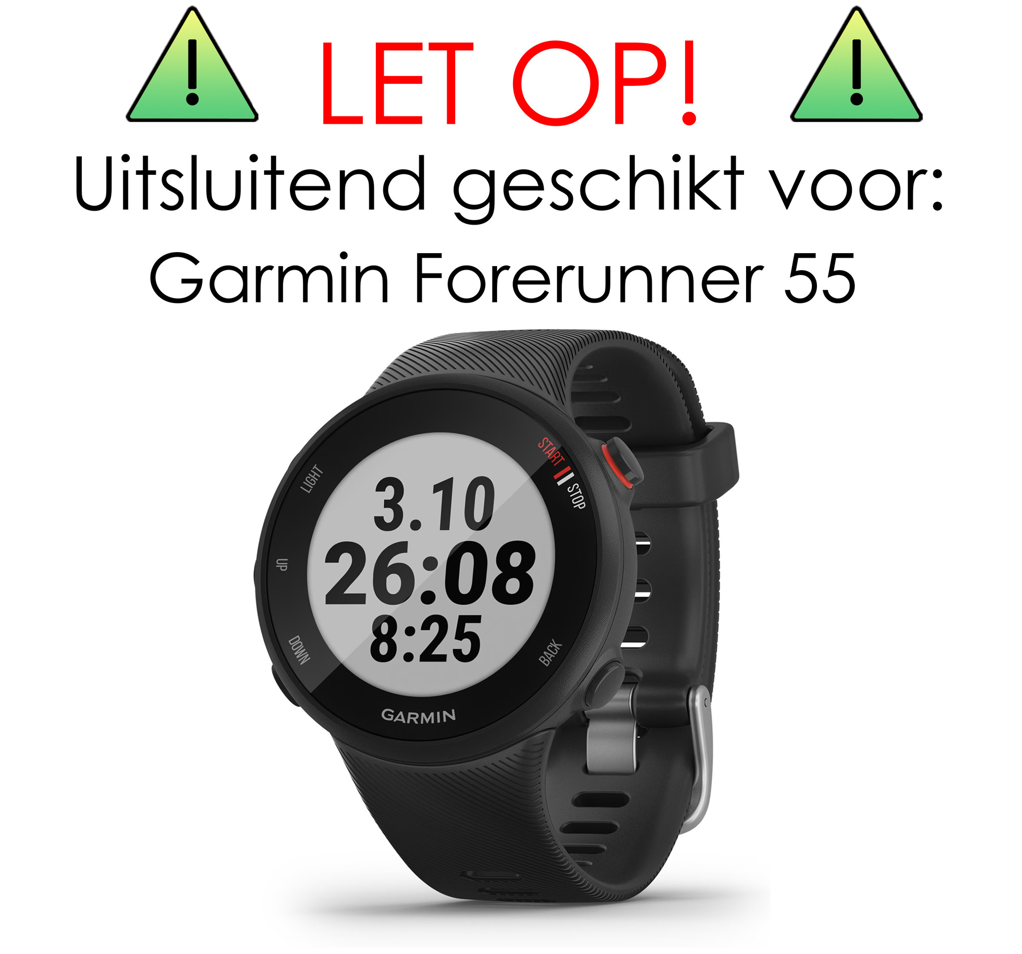 NoXx Screenprotector Geschikt voor Garmin Forerunner 55 Screenprotector Tempered Glass Gehard Glas