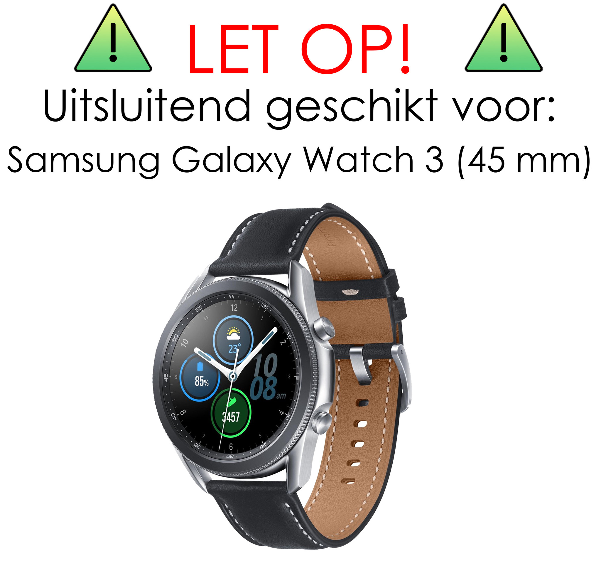 NoXx Screenprotector Geschikt voor Samsung Galaxy Watch 3 45 mm Screenprotector Tempered Glass Gehard Glas - 3x