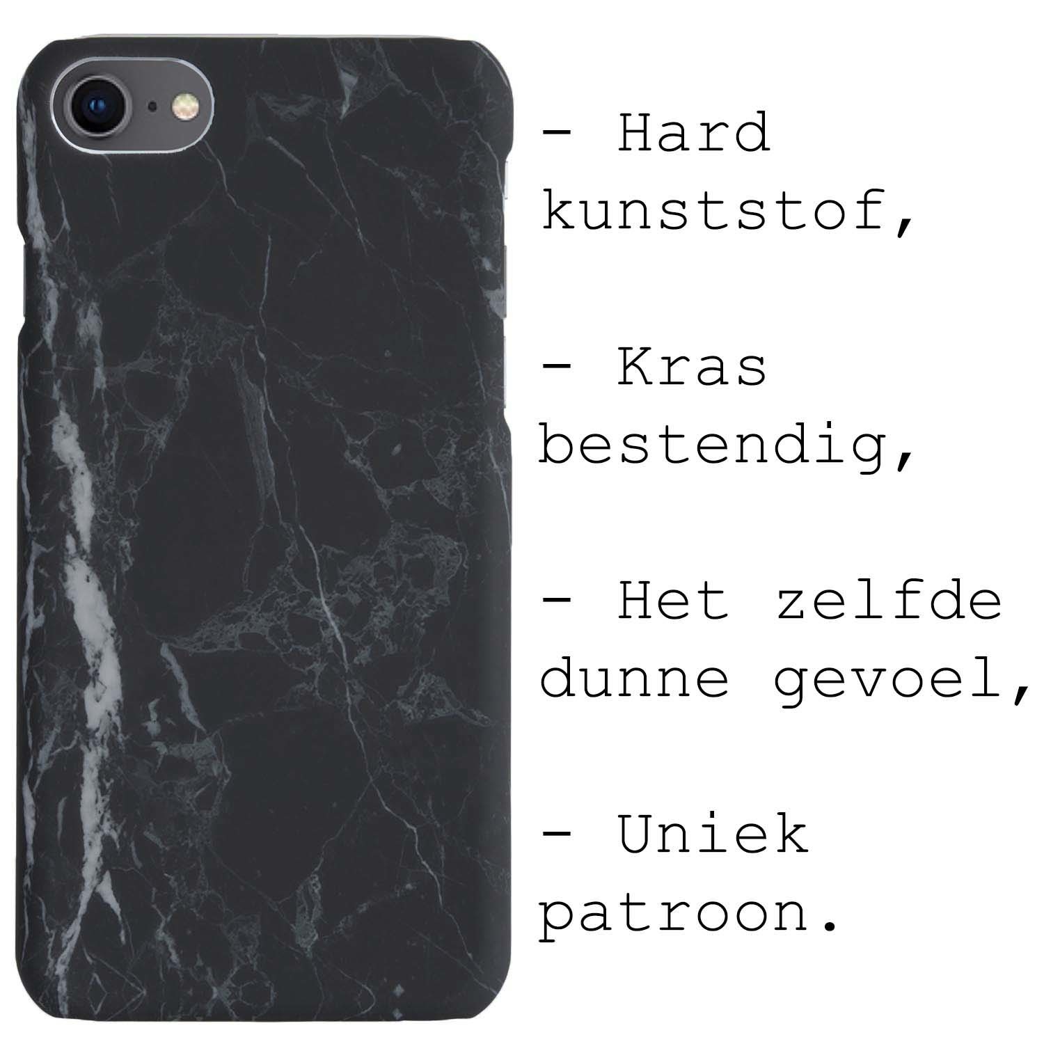BASEY. Hoes Geschikt voor iPhone SE 2022 Hoesje Marmer Case Marmeren Cover Hoes Hardcover - Zwart