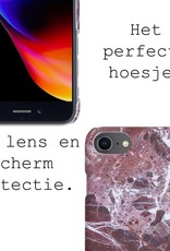BASEY. Hoes Geschikt voor iPhone SE 2022 Hoesje Marmer Case Marmeren Cover Hoes Hardcover - Rood