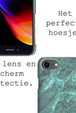 BASEY. Hoes Geschikt voor iPhone SE 2022 Hoesje Marmer Case Marmeren Cover Hoes Hardcover - Groen