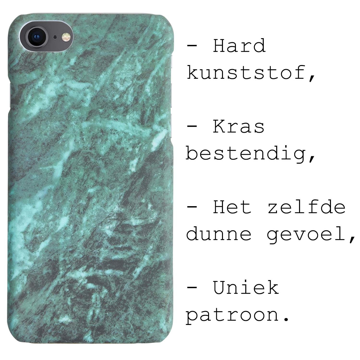 BASEY. Hoes Geschikt voor iPhone SE 2022 Hoesje Marmer Case Marmeren Cover Hoes Hardcover - Groen