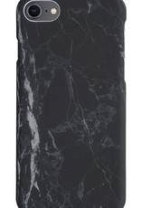 BASEY. Hoes Geschikt voor iPhone SE 2022 Hoesje Marmer Case Marmeren Cover Hoes Hardcover - Zwart - 2 Stuks