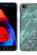 BASEY. Hoes Geschikt voor iPhone SE 2022 Hoesje Marmer Case Marmeren Cover Hoes Hardcover - Groen - 2 Stuks