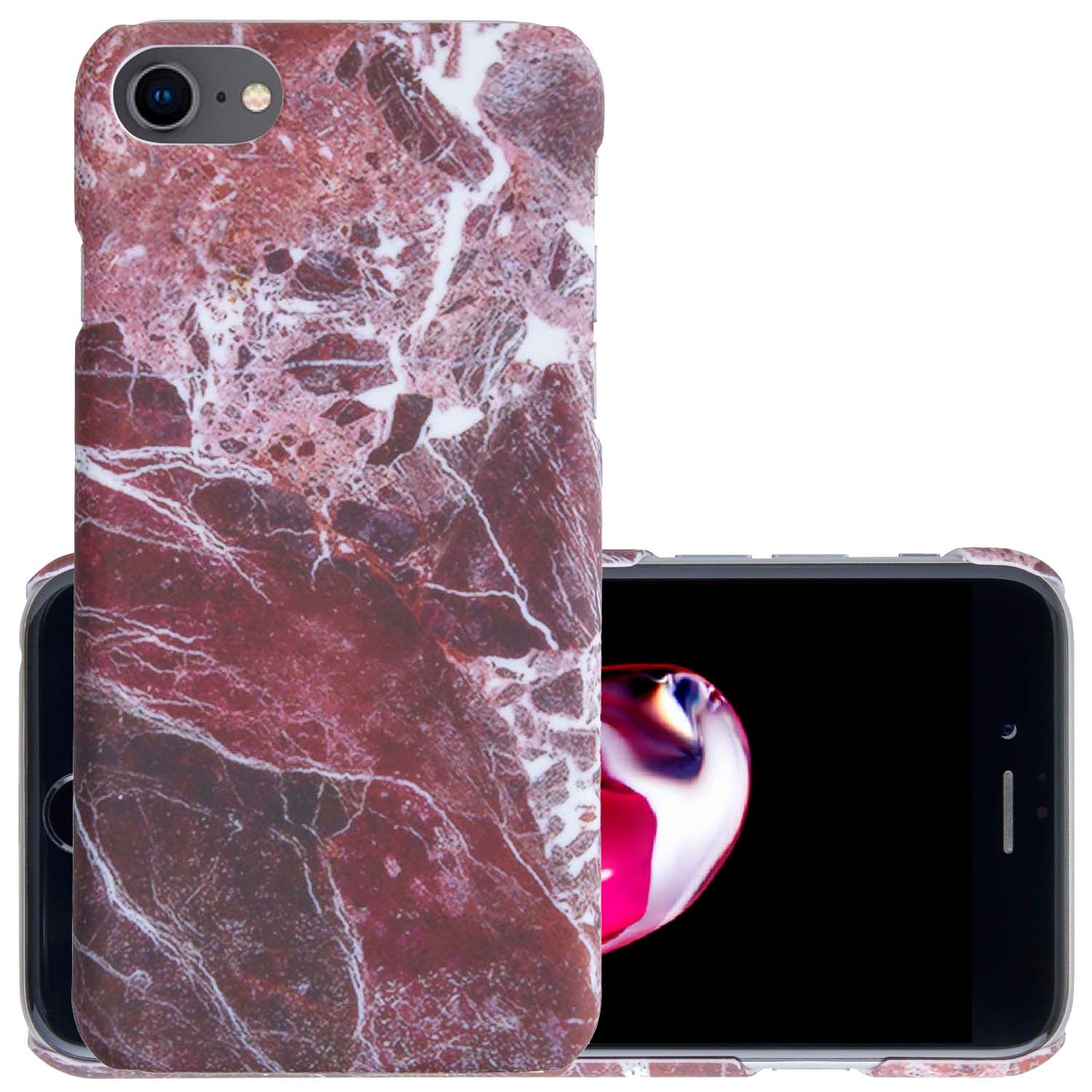NoXx iPhone SE 2022 Hoesje Marmer Back Case Hardcover Marmeren Hoes Rood