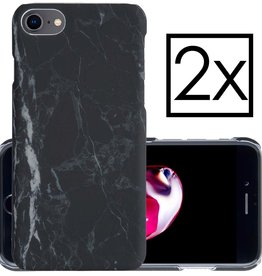 NoXx NoXx iPhone SE 2022 Hoesje Marmer - Zwart - 2 PACK