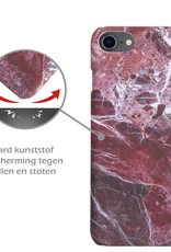 Nomfy iPhone SE 2022 Hoesje Marmeren Case - iPhone SE 2022 Marmer Hoes Hard Cover - Rood