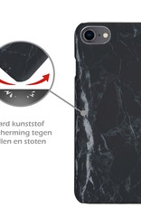 Nomfy iPhone SE 2022 Hoesje Marmeren Case - iPhone SE 2022 Marmer Hoes Hard Cover - Zwart - 2X