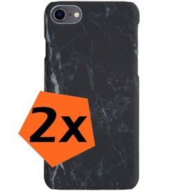 Nomfy Nomfy iPhone SE 2022 Hoesje Marmer - Zwart - 2 PACK